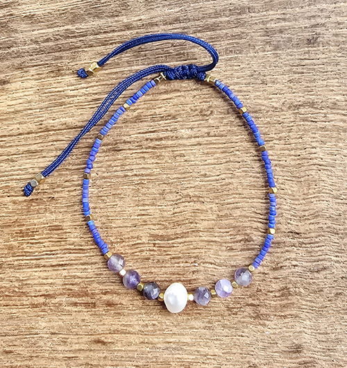 BRACCIALI LINEA SAMARKANDA CON PERLINE GIAPPONESI TURCHESE AFRICA E PERLE DI FIUME CON PERLINE IN OTTONE GOLD PLATED - Image 5