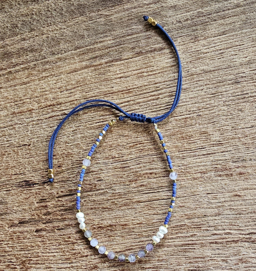 BRACCIALI LINEA SAMARKANDA CON PERLINE GIAPPONESI E PIETRE DURE TURCHESE AFRICA, PERLINE IN METALLO GOLD PLATED E PERLE DI FIUME 3 MM - Image 5