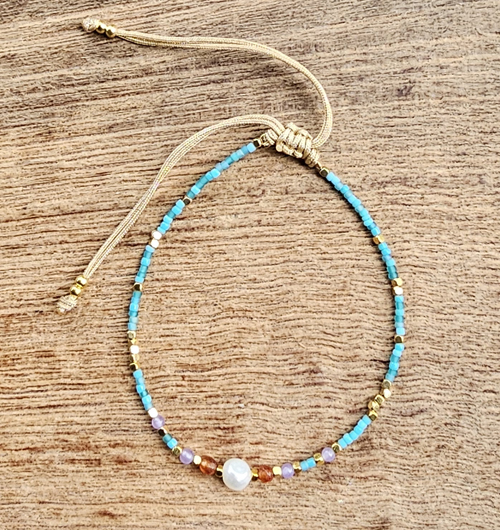 BRACCIALI LINEA SAMARKANDA CON PERLINE GIAPPONESI, PIETRE DURE, PERLE DI FIUME E PERLINE METALLO GOLD PLATED, CHIUSURA REGOLABILE - Image 6