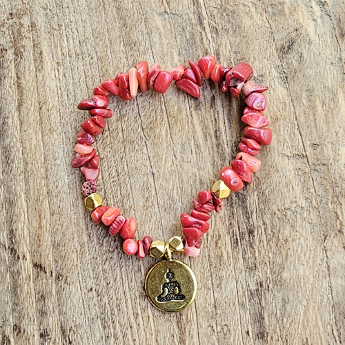 BRACCIALE ELASTICO CON PIETRA E CHARM FIORE DI LOTO GOLD PLATED - Image 5