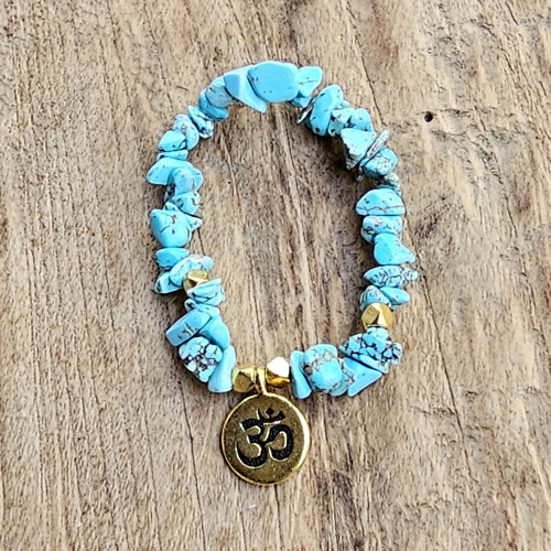 BRACCIALE ELASTICO CON PIETRA E CHARM OM GOLD PLATED - Image 2