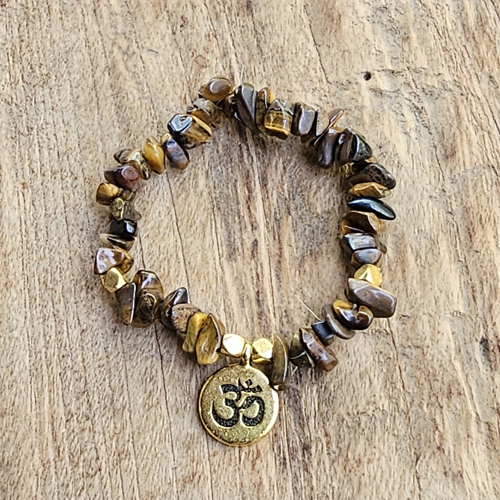 BRACCIALE ELASTICO CON PIETRA E CHARM OM GOLD PLATED - Image 4