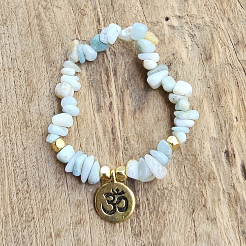 BRACCIALE ELASTICO CON PIETRA E CHARM OM GOLD PLATED - Image 7