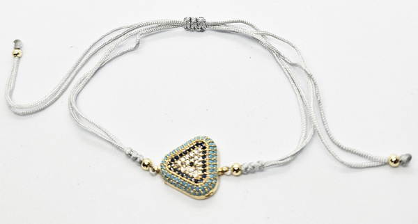 BRACCIALE STRING CON ZIRCONI SU METALLO GOLD PLATED E TRIANGOLO TURCHESE E NERO - Image 3