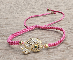 BRACCIALE FULL MACRAME' CON MEDAGLIA SU METALLO GOLD PLATED CON ZIRCONI LUMACA