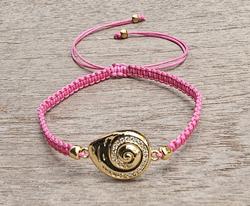 BRACCIALE FULL MACRAME' CON MEDAGLIA IN METALLO GOLD PLATED CON ZIRCONI CHIOCCIOLA