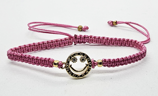 BRACCIALE FULL MACRAME' CON MEDAGLIA IN METALLO GOLD PLATED CON ZIRCONI SMILE - Image 2