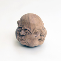 TESTA DI BUDDHA PEKONG  IN LEGNO CON 4 FACCE CM 24X24