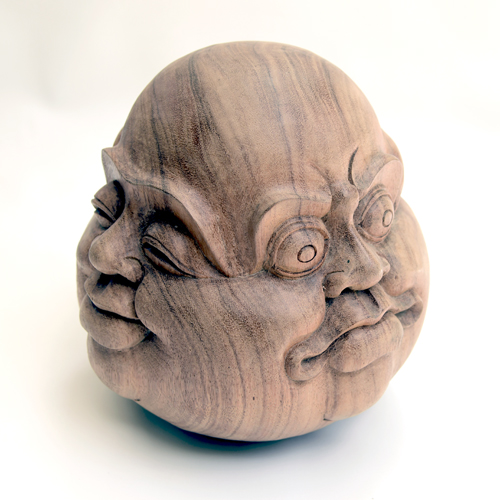 TESTA DI BUDDHA PEKONG IN LEGNO CON 4 FACCE CM 24X24 - Image 3