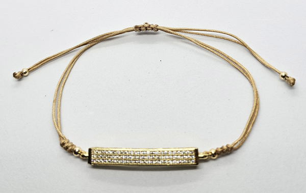 BRACCIALE STRING A TUBO QUADRO CON ZIRCONI BIANCHI SU METALLO GOLD PLATED (FLASH LIGHT) - Image 2