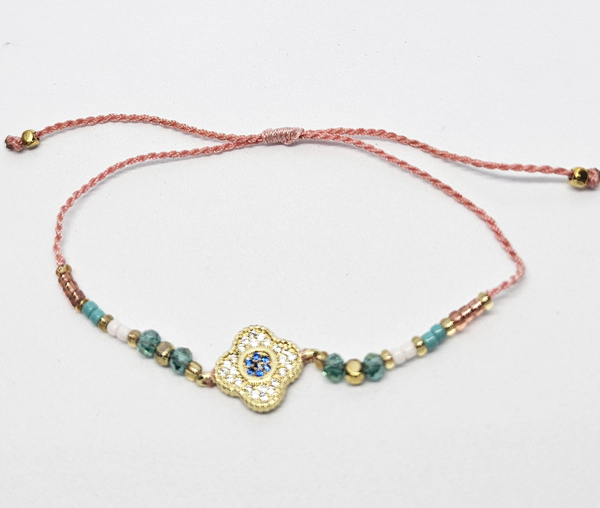 BRACCIALE TEMALI CON CORDINO COLORATO E PERLINE CON ZIRCONE MODELLI MISTI - Image 3