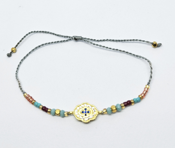 BRACCIALE TEMALI CON CORDINO COLORATO E PERLINE CON ZIRCONE MODELLI MISTI - Image 6