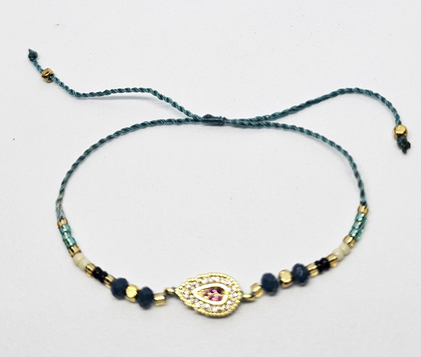 BRACCIALE TEMALI CON CORDINO COLORATO E PERLINE CON ZIRCONE MODELLI MISTI - Image 7