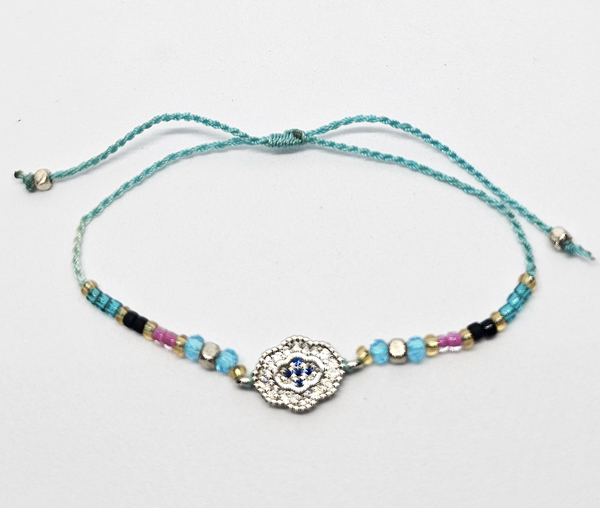 BRACCIALE TEMALI CON CORDINO COLORATO E PERLINE CON ZIRCONE MODELLI MISTI - Image 8