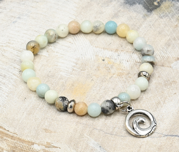 BRACCIALI ELASTICI PIETRA 6MM CHARMS STELLA MARINA SILVER PLATED - Image 8