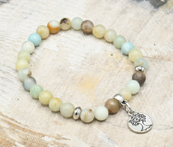 BRACCIALI ELASTICI PIETRA 6MM  CHARMS STELLA MARINA SILVER PLATED