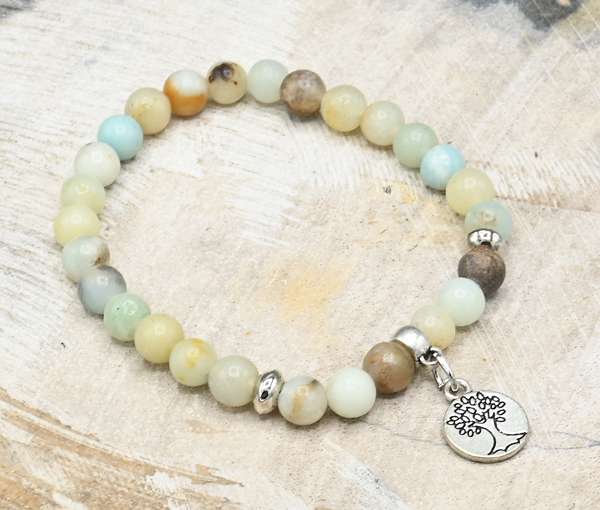 BRACCIALI ELASTICI PIETRA 6MM CHARMS STELLA MARINA SILVER PLATED - Image 9