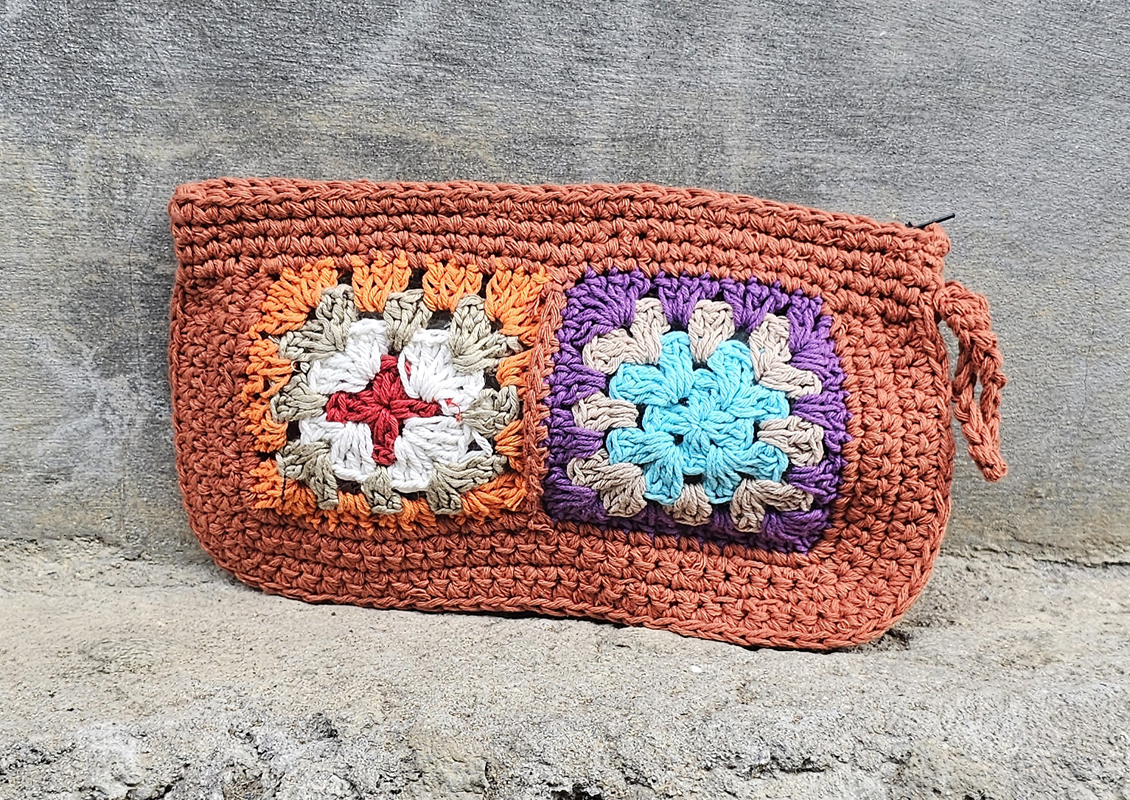 POCHETTE IN COTONE REALIZZATE A UNCINETTO CON FODERA CM 24X16 - Image 3