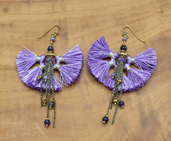 ORECCHINI IN OTTONE E CRISTALLI 5 TASSEL E CATENINE