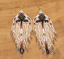 ORECCHINI CON FRANGE LUNGHE STILE NATIVE AMERICA BEADED MGB 15/0