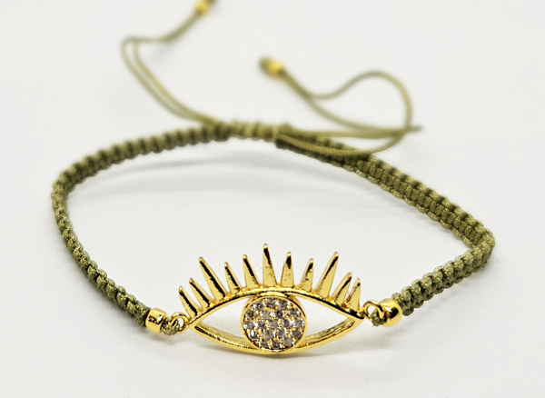 BRACCIALE FULL MACRAME' CON MEDAGLIA A FORMA DI OCCHIO IN METALLO GOLD PLATED CON ZIRCONI - Image 7