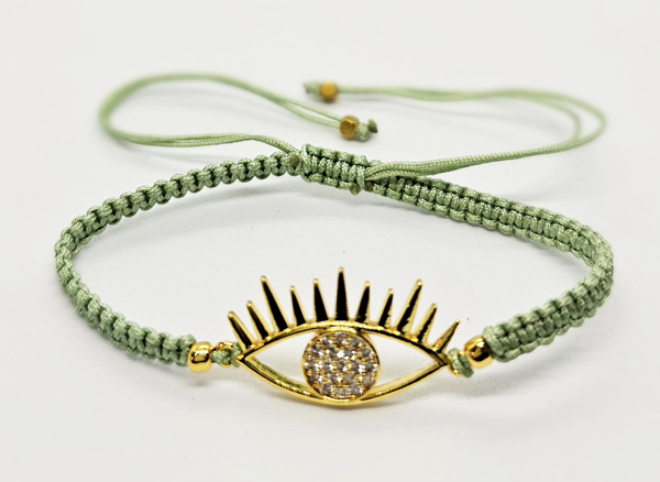 BRACCIALE FULL MACRAME' CON MEDAGLIA A FORMA DI OCCHIO IN METALLO GOLD PLATED CON ZIRCONI - Image 8