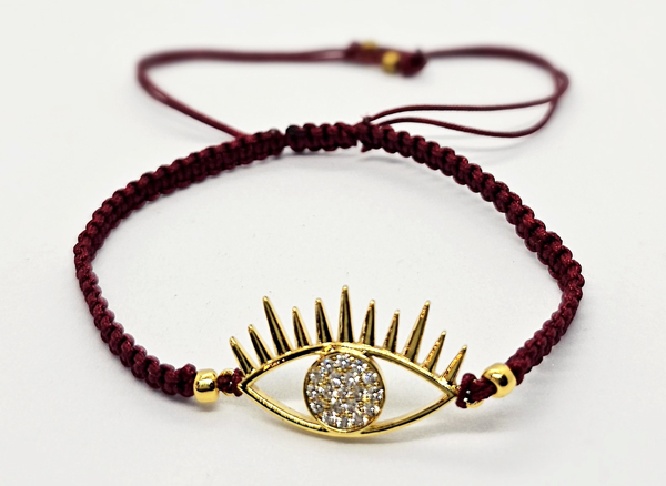 BRACCIALE FULL MACRAME' CON MEDAGLIA A FORMA DI OCCHIO IN METALLO GOLD PLATED CON ZIRCONI - Image 11