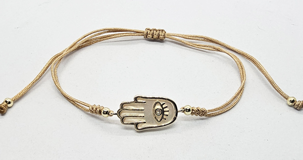 BRACCIALI STRING CON MADREPERLA SU METALLO GOLD PLATED E ZIRCONE MANO DI FATIMA - Image 2