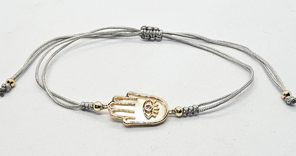 BRACCIALI STRING CON MADREPERLA SU METALLO GOLD PLATED E ZIRCONE MANO DI FATIMA - Image 3