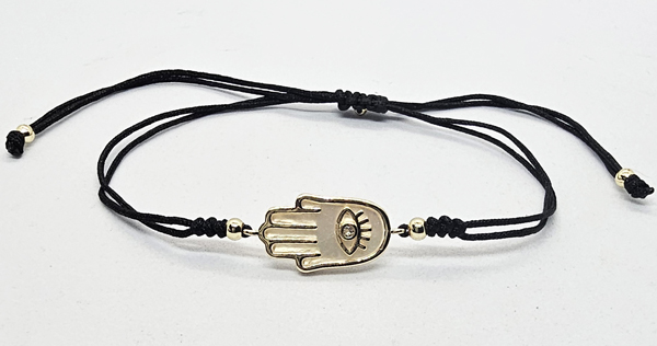 BRACCIALI STRING CON MADREPERLA SU METALLO GOLD PLATED E ZIRCONE MANO DI FATIMA - Image 4