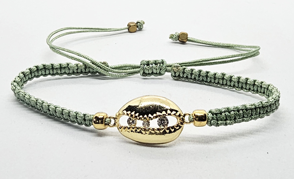 BRACCIALE FULL MACRAME' CON MEDAGLIA IN METALLO GOLD PLATED CON ZIRCONI CONCHIGLIA CAORI - Image 2
