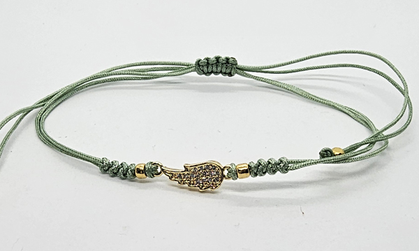 BRACCIALE TEMALI CON CORDINO COLORATO E MEDAGLIA IN METALLO GOLD PLATED CON ZIRCONI ALA D'ANGELO - Image 2