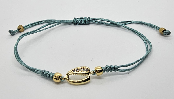 BRACCIALE TEMALI CON CORDINO COLORATO E MEDAGLIA IN METALLO GOLD PLATED CON ZIRCONI CONCHIGLIA CAORI - Image 4