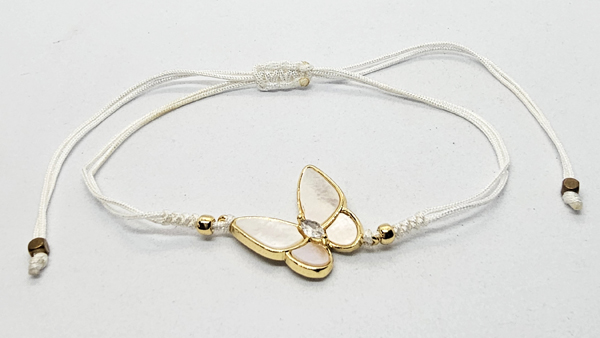 BRACCIALE TEMALI CON CORDINO COLORATO E MEDAGLIA IN METALLO GOLD PLATED CON ZIRCONI E MADREPERLA A FORMA DI FARFALLA - Image 12