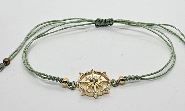 BRACCIALE TEMALI CON CORDINO COLORATO E MEDAGLIA IN METALLO GOLD PLATED CON ZIRCONI E MADREPERLA A FORMA DI BUSSOLA E TIMONE - Image 11