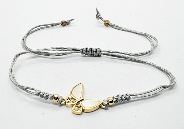 BRACCIALE TEMALI CON CORDINO COLORATO E MEDAGLIA IN METALLO GOLD PLATED CON ZIRCONI E MADREPERLA A FORMA DI FARFALLA - Image 11