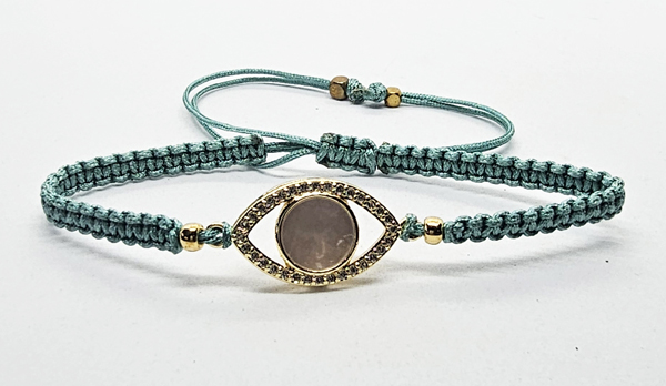 BRACCIALE FULL MACRAME' CON MEDAGLIA IN METALLO GOLD PLATED CON ZIRCONI OCCHIO CON MADREPERLA - Image 10