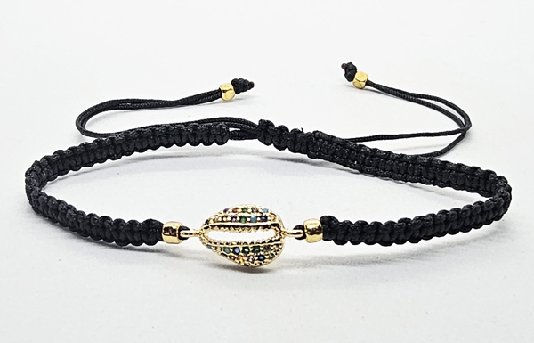 BRACCIALE FULL MACRAME' CON MEDAGLIA IN METALLO GOLD PLATED CON ZIRCONI CONCHIGLIA CAORI - Image 6