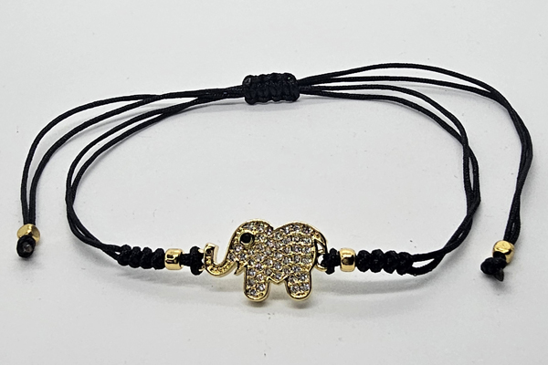 BRACCIALE TEMALI CON CORDINO COLORATO E MEDAGLIA IN METALLO GOLD PLATED CON ZIRCONI ELEFANTINO - Image 5