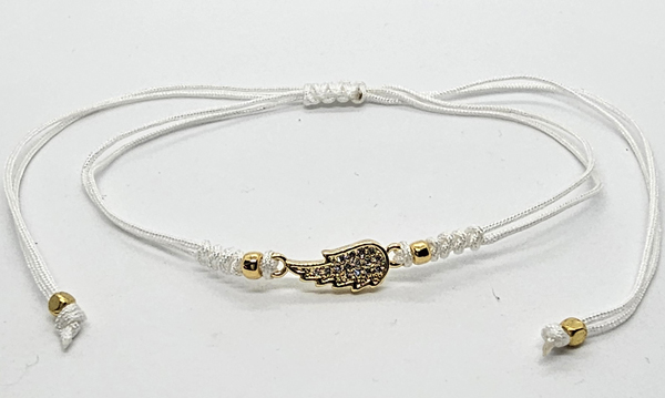 BRACCIALE TEMALI CON CORDINO COLORATO E MEDAGLIA IN METALLO GOLD PLATED CON ZIRCONI ALA D'ANGELO - Image 3