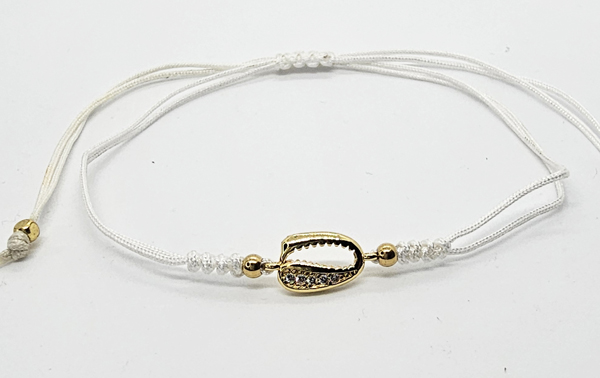 BRACCIALE TEMALI CON CORDINO COLORATO E MEDAGLIA IN METALLO GOLD PLATED CON ZIRCONI CONCHIGLIA CAORI - Image 5