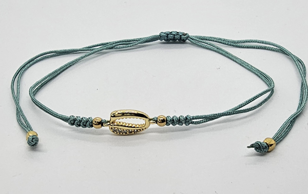 BRACCIALE TEMALI CON CORDINO COLORATO E MEDAGLIA IN METALLO GOLD PLATED CON ZIRCONI CONCHIGLIA CAORI - Image 6