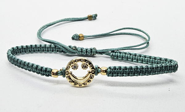 BRACCIALE FULL MACRAME' CON MEDAGLIA IN METALLO GOLD PLATED CON ZIRCONI SMILE - Image 3