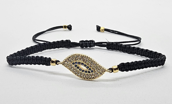 BRACCIALE FULL MACRAME' CON MEDAGLIA SU METALLO GOLD PLATED CON ZIRCONI DEVIL EYE - Image 9