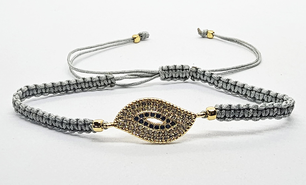 BRACCIALE FULL MACRAME' CON MEDAGLIA SU METALLO GOLD PLATED CON ZIRCONI DEVIL EYE - Image 10