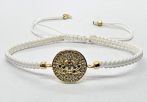 BRACCIALE FULL MACRAME' CON MEDAGLIA FIORE DI LOTO IN METALLO GOLD PLATED CON ZIRCONI - Image 3