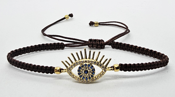 BRACCIALE FULL MACRAME' CON MEDAGLIA DEVIL EYE IN METALLO GOLD PLATED CON ZIRCONI - Image 5