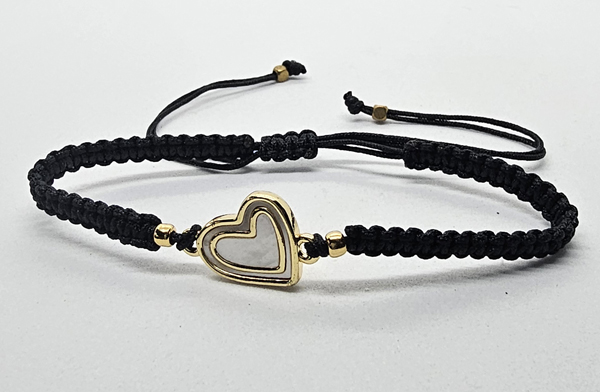 BRACCIALE FULL MACRAME' CON MEDAGLIA CUORE IN METALLO SMALTATO GOLD PLATED CON ZIRCONI E MADREPERLA - Image 10