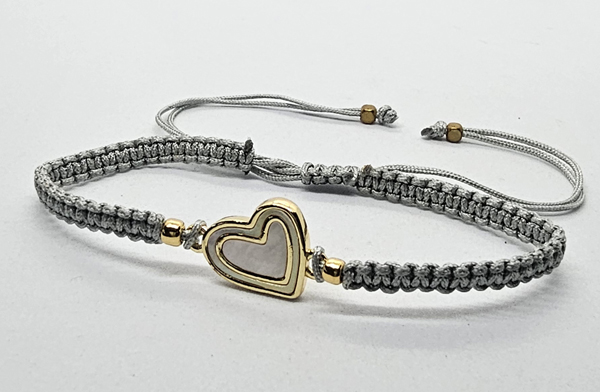 BRACCIALE FULL MACRAME' CON MEDAGLIA CUORE IN METALLO SMALTATO GOLD PLATED CON ZIRCONI E MADREPERLA - Image 11