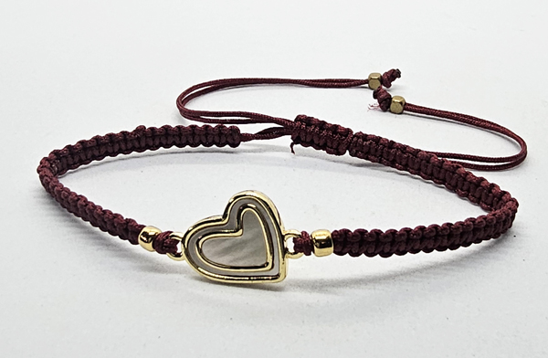 BRACCIALE FULL MACRAME' CON MEDAGLIA CUORE IN METALLO SMALTATO GOLD PLATED CON ZIRCONI E MADREPERLA - Image 12